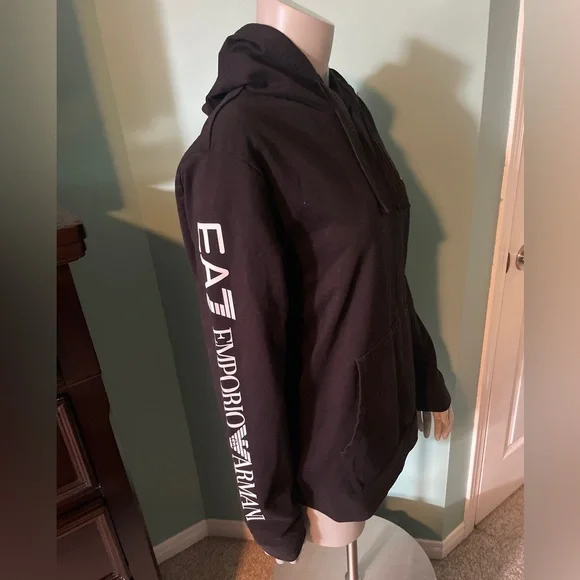 EA7 Emporio Armani Black Logo Hoodie Ladies XL - Picture 14 of 15